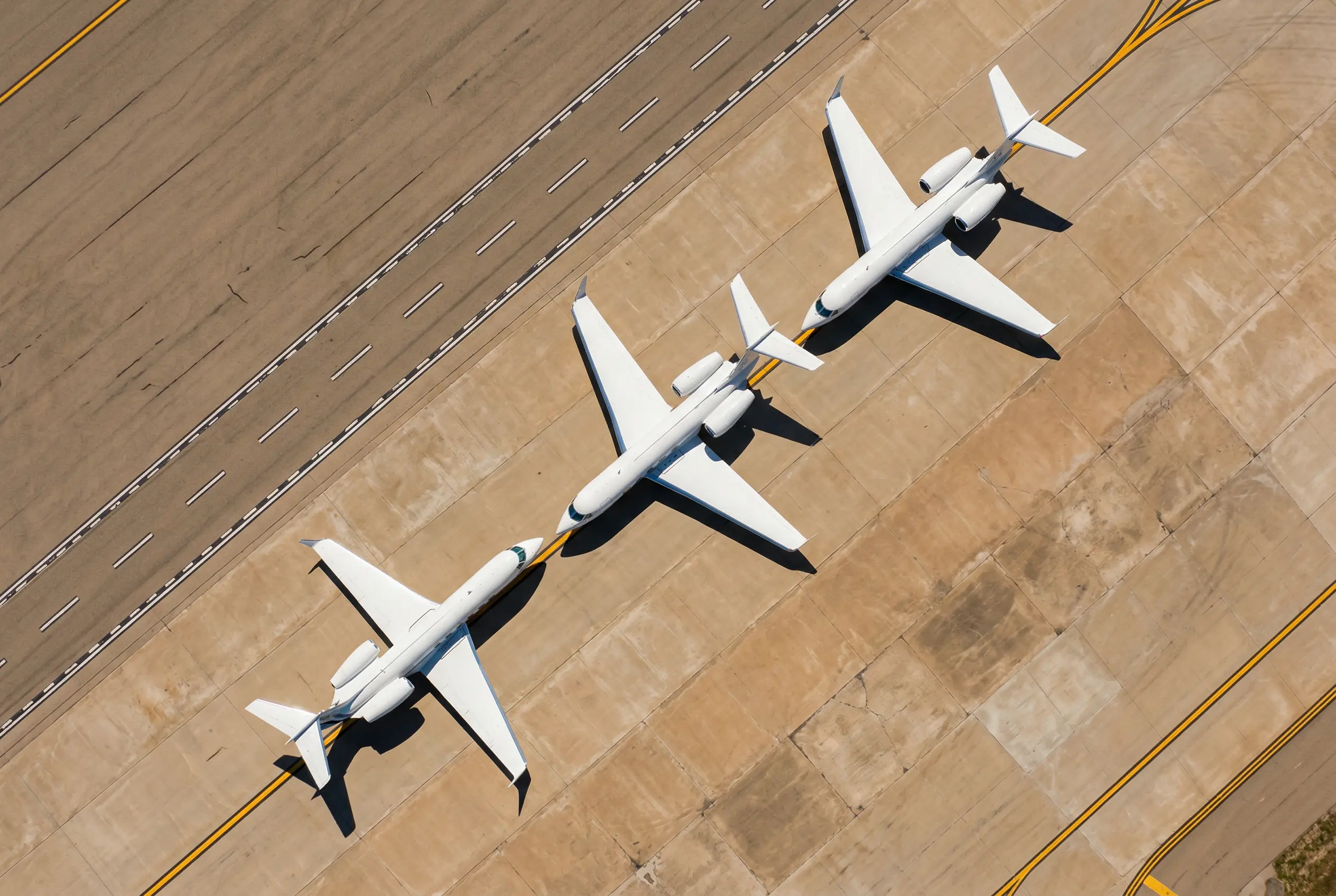 Gulfstream fleet including G550 aircraft on airport ramp